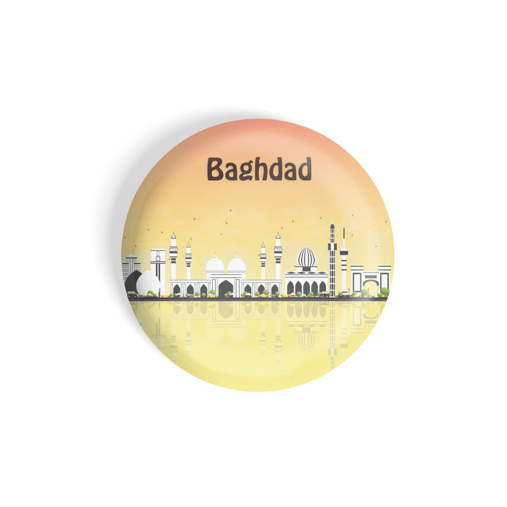 dhcrafts Round Fridge Magnet Multicolour Places Baghdad Capital Of Iraq Glossy Finish Design Pack of 1 (58 mm)